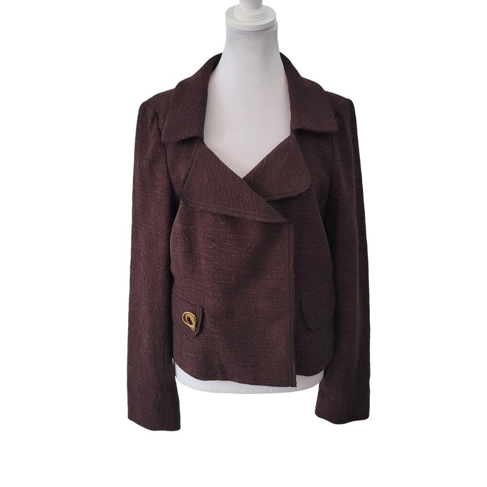 Banana Republic Size 10 Brown Tweed Blazer‎ Retro Preppy Academic Jacket